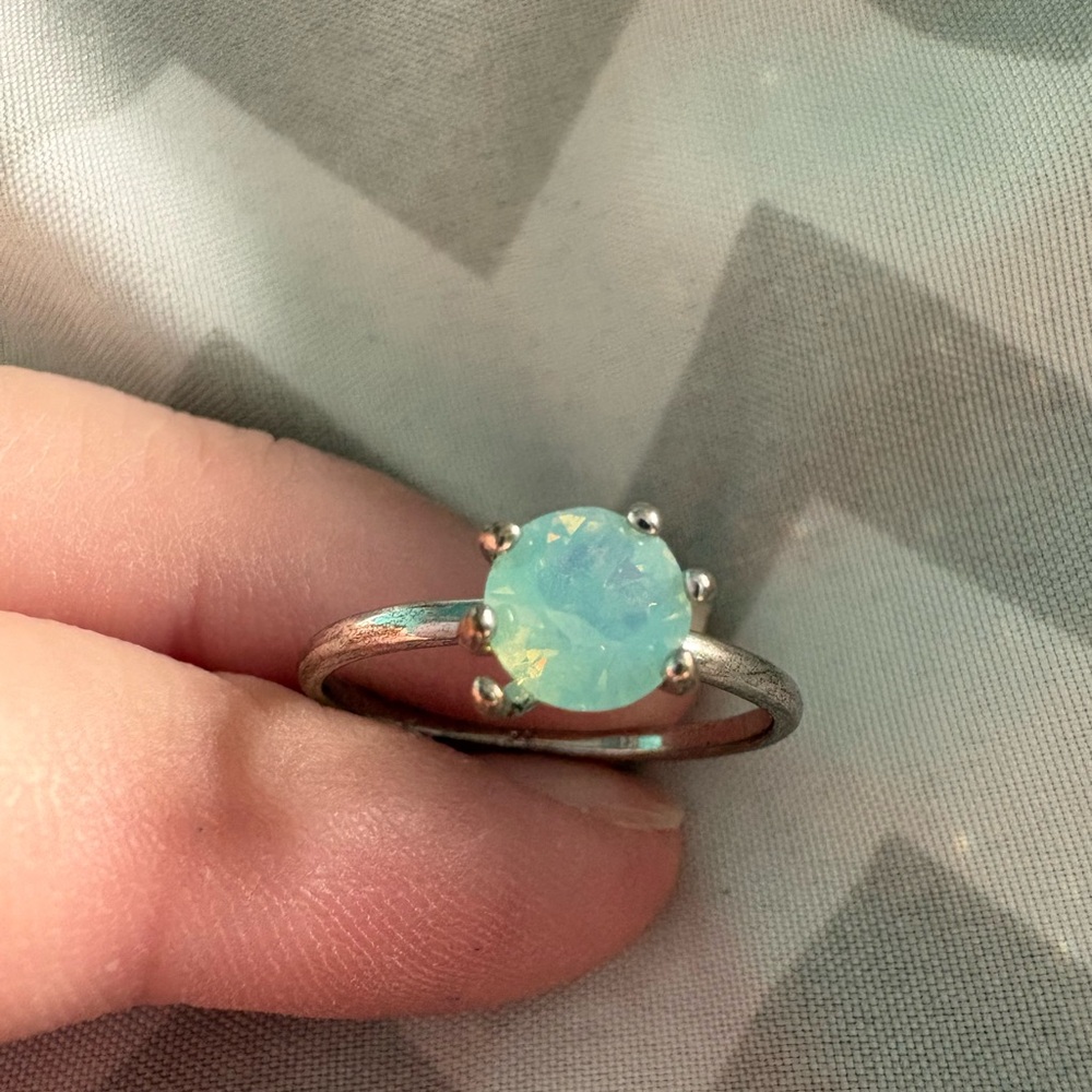 Pura Vida Silver Blue Stone Ring Size 7